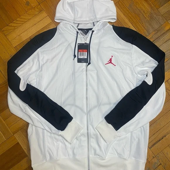 Jordan White and Black Windbreaker with Red Accent - Picture 1 of 4
